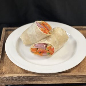 Roasted vegetable wrap with hummus